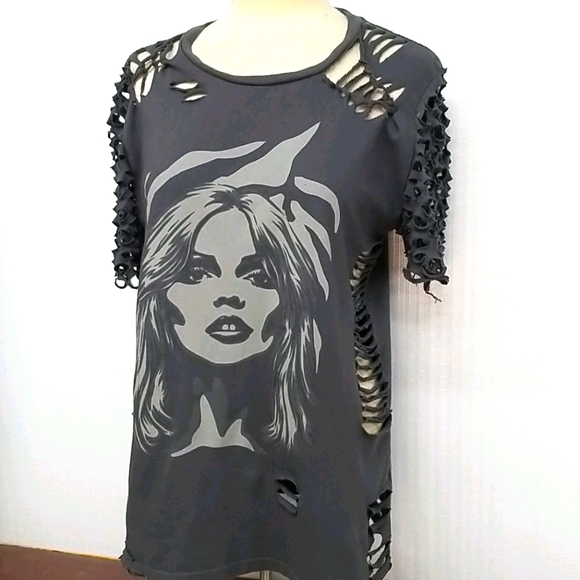 Obey Tops - Blondie rock band tee with cutouts